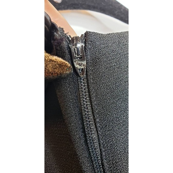 VTG Ursula Switzerland Petite Black Sheer Long Sleeve Gold Beaded Cocktail Dress - Picture 13 of 15